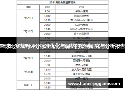 篮球比赛裁判评分标准优化与调整的案例研究与分析报告