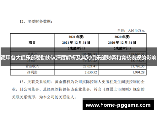 德甲各大俱乐部赞助协议深度解析及其对俱乐部财务和竞技表现的影响